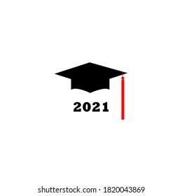 Congrats Grad 2021. Vector label on white background. Print for graduation design, congratulation event, party, high school or college graduate