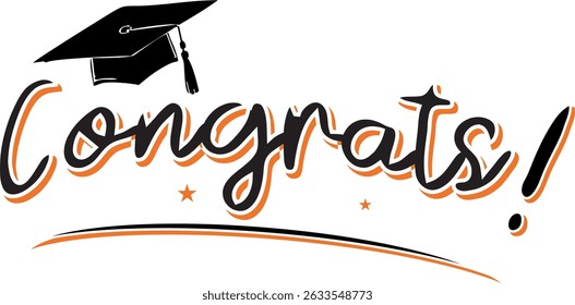Congrats Graduated. Congrats banner. Handwritten brush lettering. Isolated vector text for graduation design, greeting card, poster, invitation