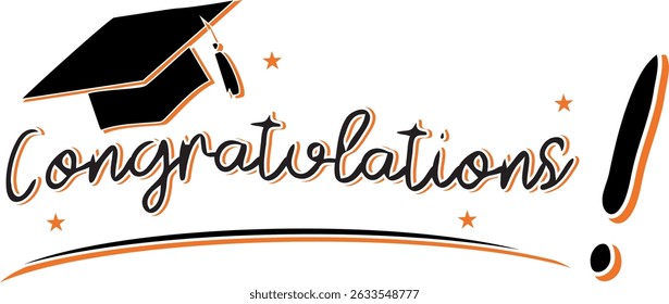 Congrats Graduated. Congrats banner. Handwritten brush lettering. Isolated vector text for graduation design, greeting card, poster, invitation