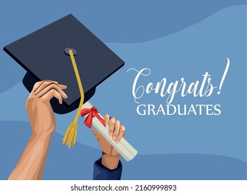 congrats graduates card with hat