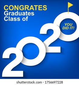 Congrats Graduates Class of 2020. Template for graduation design, party, high school or college graduate, yearbook,Vector illustration EPS.10