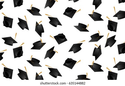 Congrats graduates. Graduate caps. Caps thrown up