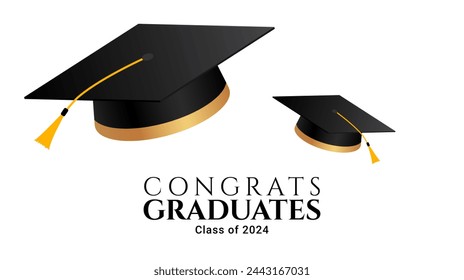 Congrats graduates greeting design. Graduation celebration text for banner, poster. Vector illustration