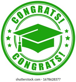 Congrats graduation vector sign on white background