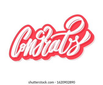 Congrats. Greeting banner. Vector lettering.