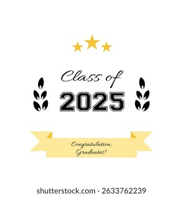 Congrats greeting text. Congrats Graduated. Graduation design, card, poster. Class of 2025. Vector illustration.