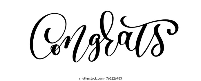 Congrats Hand lettering Calligraphy greeting inscription. Vector handwritten typography