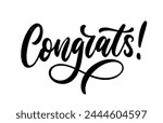 Congrats - hand lettering design. Modern calligraphy brush text composition isolated on white background.