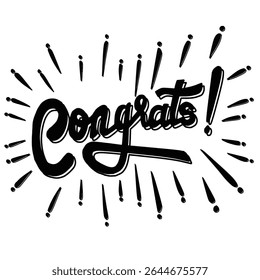 Ilustración vectorial de letras de mano de felicitaciones para tarjeta de felicitación, tarjeta de felicitación, invitación e impresión aislada sobre fondo blanco