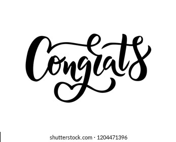 Congrats hand lettering word. Modern calligraphy. Inspirational text, vector illustration. Template for banner, poster, flyer, greeting card.