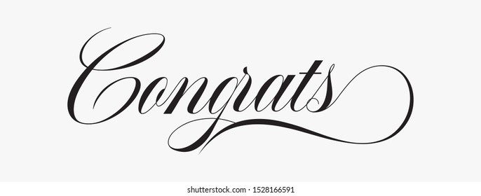 Congrats, Hand written Congratulations brush lettering. Vector Illustration for greeting. Vector Lettering. Calligraphic banner.