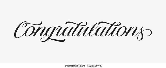 Congrats, Hand written Congratulations brush lettering. Vector Illustration for greeting. Vector Lettering. Calligraphic banner.