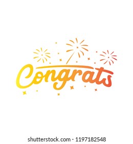 congrats hand written lettering for congratulations card, greeting card, invitation, poster and print. Modern brush calligraphy. Isolated on background.