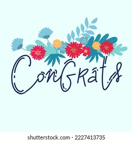 Congrats hand written lettering for congratulations card, greeting card, invitation, poster and print. Modern brush calligraphy. Isolated on background. Vector illustration.