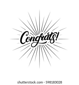 Congrats hand written lettering for congratulations card, greeting card, invitation, poster and print. Modern brush calligraphy. Isolated on background. Vector illustration.