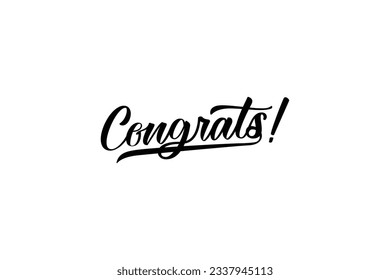 congrats handwritten lettering isolated on white background. Calligraphy vector design for greeting cards, banner, poster, flyer, etc.