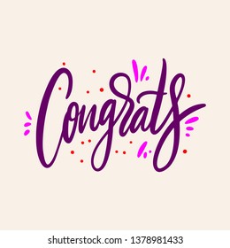 Congrats holiday text. Hand drawn vector lettering.