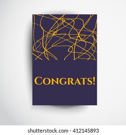 Congrats illustration. Hand drawn abstract texture and place for text. 