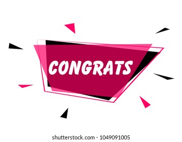 congrats label or sign with star background