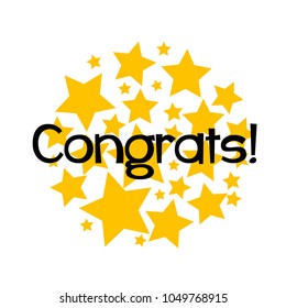 Congrats, label or sign with star background