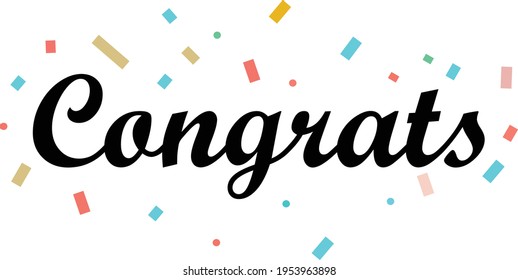 Congrats Letter on white background. Congrats lettering text. Congrats calligraphy lettering. Template for logotype, design, logo, app, UI, badge, card, postcard.