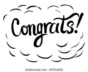 Congrats lettering. Congratulations banner, vector handwritten typography. Trendy design element for greeting cards, prints and posters.