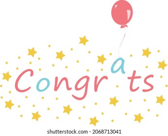 Congrats Lettering. Congratulations decorative card. Congratulation, celebration design template for cards, invitations, prints etc. Vector illustration. Typography poster on white background.