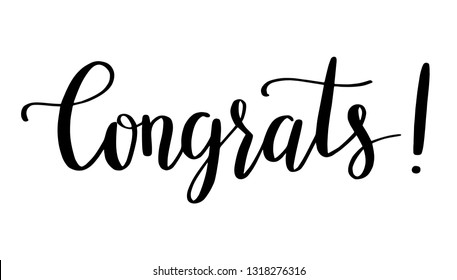 Congrats lettering. Handwritten calligraphy, hand drawn vector letters. Congratulations card, greeting card, invitation, poster and print. Modern typography illustration.