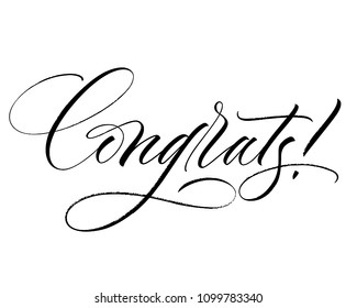 Congrats lettering. Handwritten modern calligraphy, brush painted letters. Inspirational text, vector illustration. Template for banner, poster, flyer, greeting card, web design or photo overlay