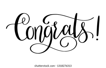 Congrats Lettering Handwritten Modern Calligraphy Design Stock Vector ...