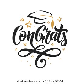 Congrats lettering. Handwritten modern calligraphy, brush painted letters. Inspirational text, vector illustration. Template for banner, poster, flyer, greeting card, web design or photo overlay