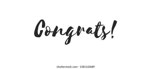 Congrats lettering. Handwritten modern calligraphy. Vector illustrated letters for congratulations design.