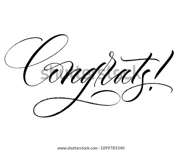 Congrats Lettering Handwritten Modern Calligraphy Brush Stock Vector