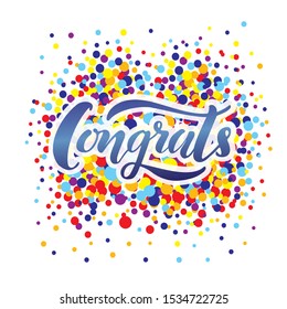 Congrats lettering.  Inspirational text, vector illustration.Design for  logotype, badge, icon, card, postcard, logo, banner, tag.