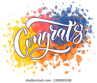 Congrats lettering.  Inspirational text, vector illustration.Design for  logotype, badge, icon, card, postcard, logo, banner, tag.