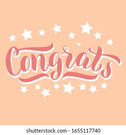 Congrats lettering text card. Greeting congratulation type design. Illustration typography for banner, postcard, poster, sign. Vector eps 10.