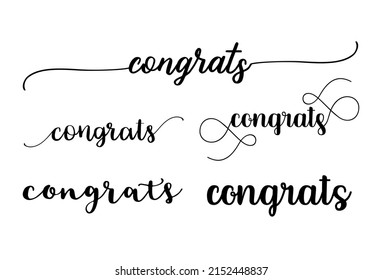 Congrats lettering text, silhouette template isolated.