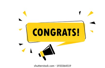 Congrats. Megaphone with Congrats speech bubble banner. Loudspeaker. Can be used for business, marketing and advertising. Congrats promotion text. Vector EPS 10.