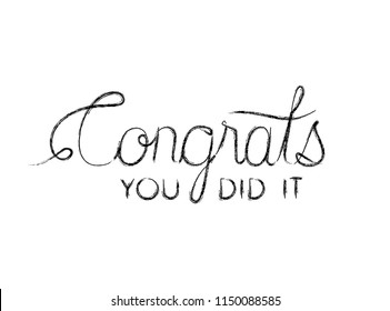 congrats message with hand made font