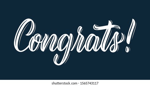 Congrats. Modern calligraphy inscription in white ink. Vector illustration