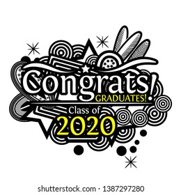 Felicitaciones por la graduación de 2020 sobre el fondo del doodle.