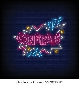 congrats for poster in neon style. Congrats Neon signs. greeting card, invitation card, light banner, posters, flyer