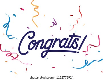 Congrats sign with colorful confetti