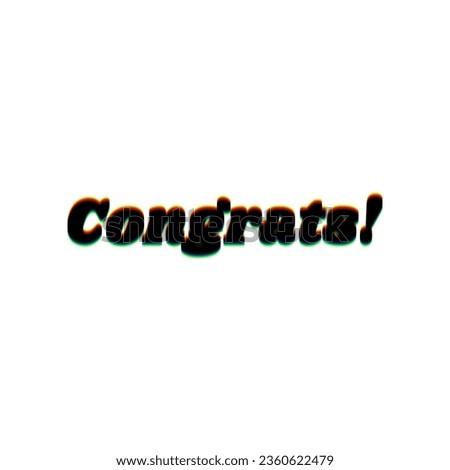 Congrats slogan. Black Icon with vertical effect of color edge aberration at white background. Illustration.