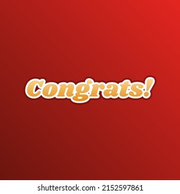 Congrats slogan. Golden gradient Icon with contours on redish Background. Illustration.