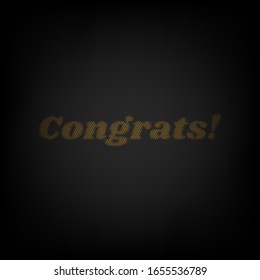 Congrats slogan. Icon as grid of small orange light bulb in darkness. Illustration.