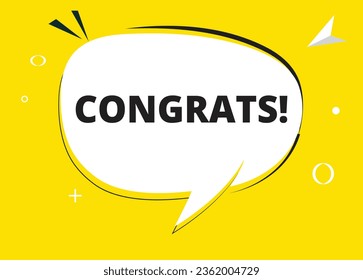 congrats speech bubble text. Hi There on bright color for Sticker, Banner and Poster. vector illustration.