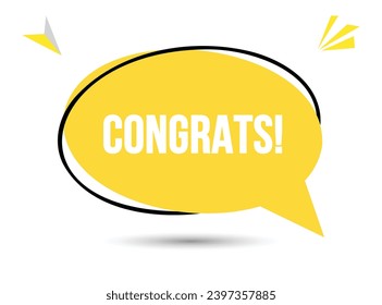 Congrats speech bubble text. Hi There on bright color for Sticker, Banner and Poster. vector illustration.