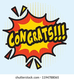 congrats text comic book vector