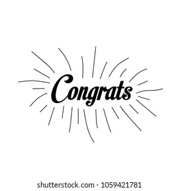 congrats text label or symbol for greeting card with vintage style